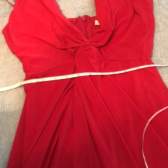 Very pretty red knit halter dress; zip back slightly shorter front, knit lining. - Picture 3 of 6